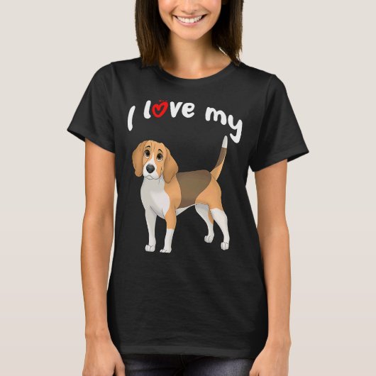 Ik hou van mijn beagle hond t-shirt (Voorkant)