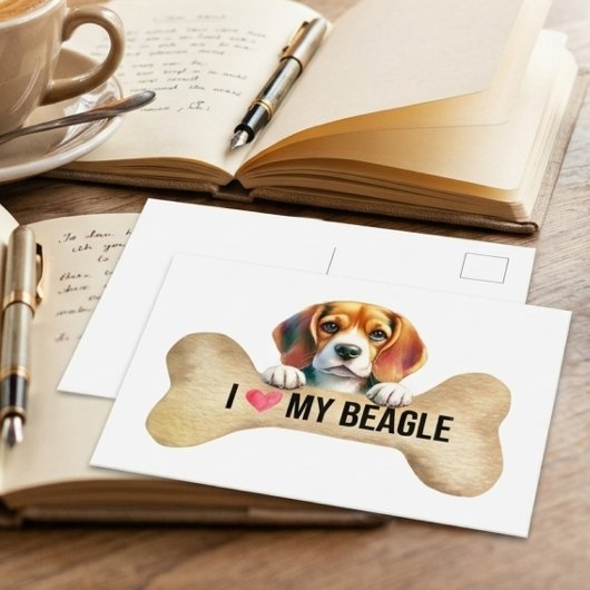 Ik hou van Mijn Beagle Hondenbot Briefkaart