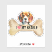Ik hou van Mijn Beagle Hondenbot Sticker (Vel)