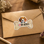 Ik hou van Mijn Beagle Hondenbot Sticker