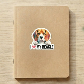 Ik hou van Mijn Beagle Hondenbot Sticker