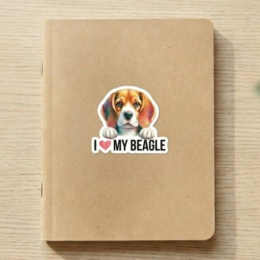 Ik hou van Mijn Beagle Hondenbot Sticker