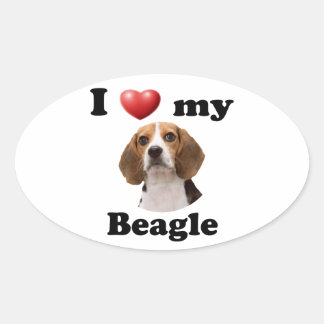 Ik hou van mijn beagle ovale sticker