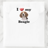 Ik hou van mijn beagle ovale sticker (Tas)