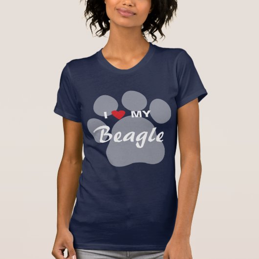 Ik hou van mijn beagle Pawprint T-shirt (Voorkant)