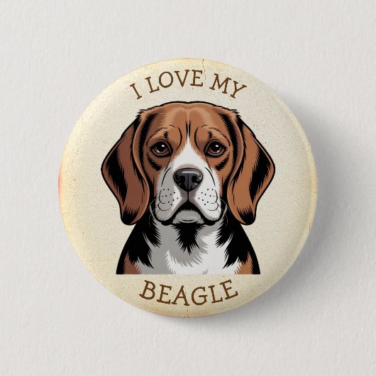 Ik hou van mijn Beagle Ronde Button 5,7 Cm (Voorkant)