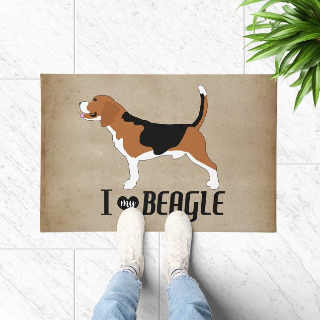 Ik hou van mijn Beagle Rustic Deurmat (I love my Beagle Doormat)