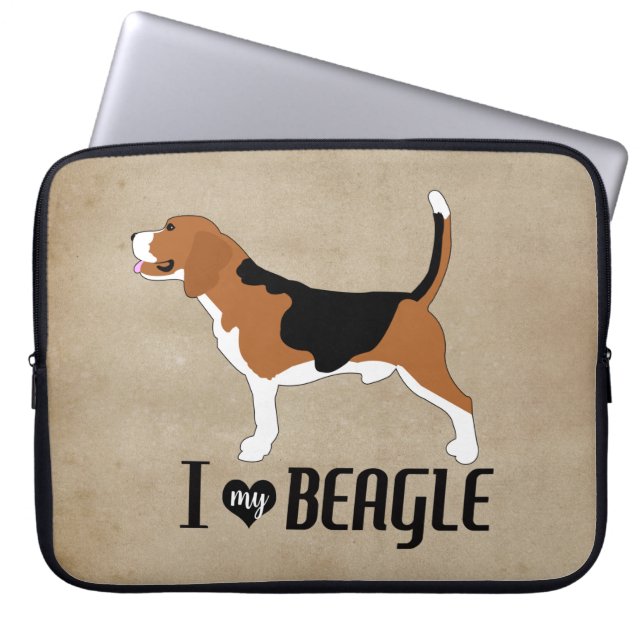 Ik hou van mijn Beagle Rustic Laptop Sleeve (Voorkant)
