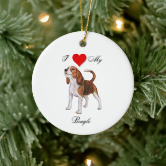 Ik hou van mijn beagle standaard keramisch ornament
