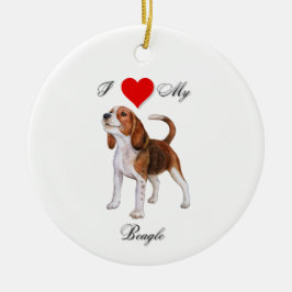 Ik hou van mijn beagle standaard keramisch ornament