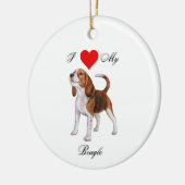 Ik hou van mijn beagle standaard keramisch ornament (Links)