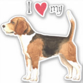 Ik hou van mijn Beagle Vinyl Sticker (Voorkant)