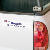 Ik hou van mijn beagle (Vrouw Dog) Bumpersticker (Op Truck)