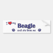 Ik hou van mijn beagle (Vrouw Dog) Bumpersticker (Voorkant)