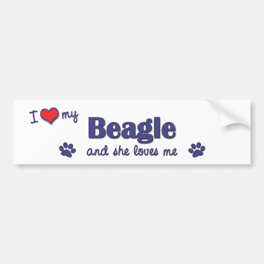 Ik hou van mijn beagle (Vrouw Dog) Bumpersticker (Voorkant)