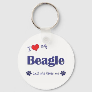 Ik hou van mijn beagle (Vrouw Dog) Sleutelhanger