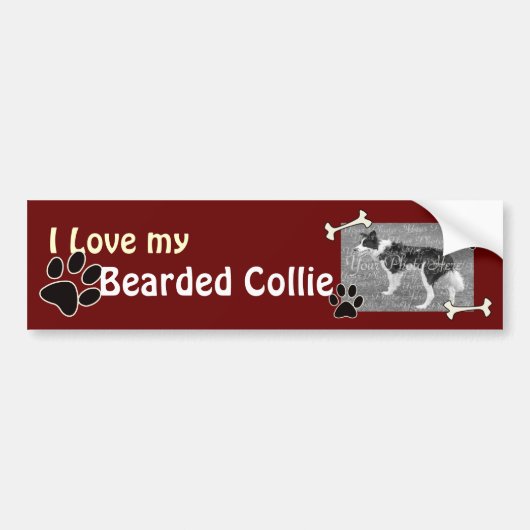 Ik hou van mijn Bearded Collie Bumpersticker (Voorkant)
