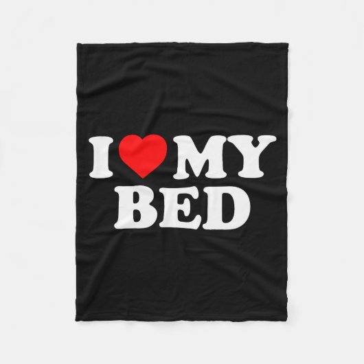 Ik hou van mijn bed - Rode Hart Fleece Deken (Voorkant)