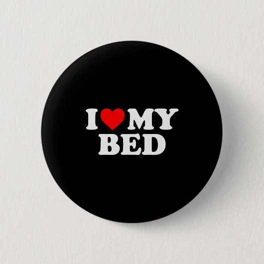 Ik hou van mijn bed - Rode Hart Ronde Button 5,7 Cm (Voorkant)