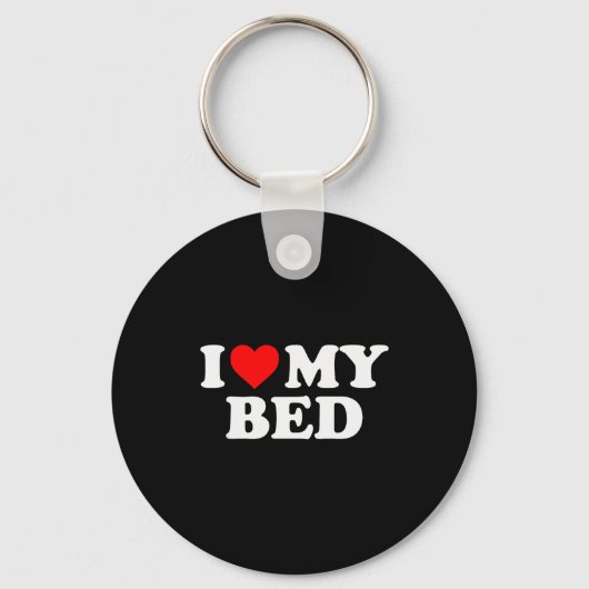Ik hou van mijn bed - Rode Hart Sleutelhanger (Voorkant)