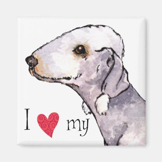 Ik hou van mijn Bedlington Terrier Magneet (Voorkant)