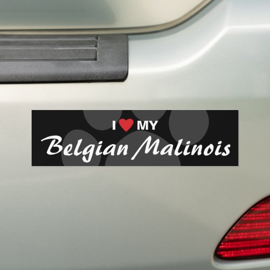 Ik hou van mijn Belgische Malinois Bumpersticker (Op auto)