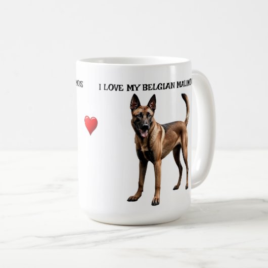 Ik hou van mijn Belgische Malinois Koffiemok (Voorkant rechts)