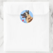 Ik hou van mijn Belgische Malinois Ronde Sticker (Tas)