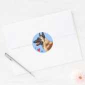 Ik hou van mijn Belgische Malinois Ronde Sticker (Envelop)