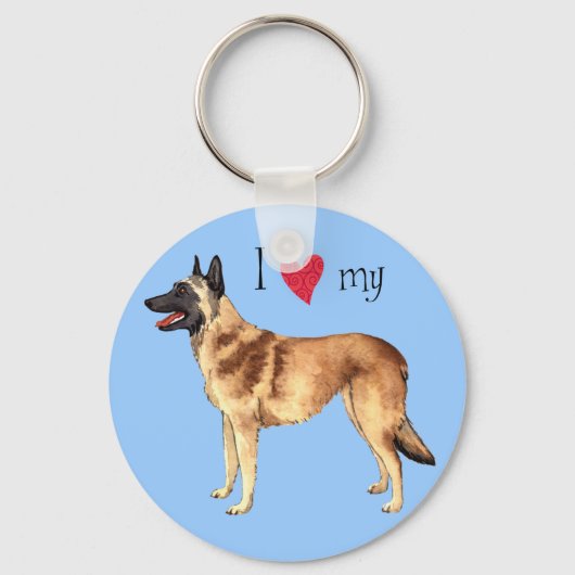 Ik hou van mijn Belgische Malinois Sleutelhanger (Voorkant)