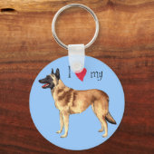 Ik hou van mijn Belgische Malinois Sleutelhanger (Voorkant)