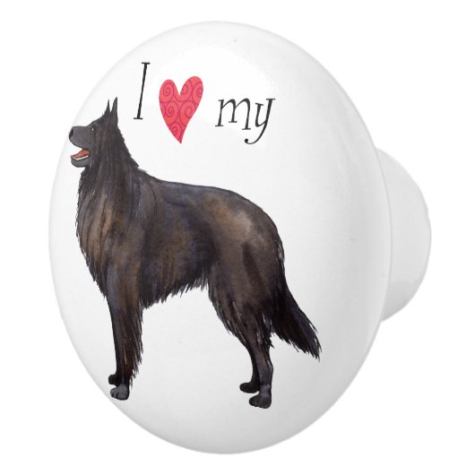 Ik hou van mijn Belgische Sheepdog Keramische Knop (Rechts)