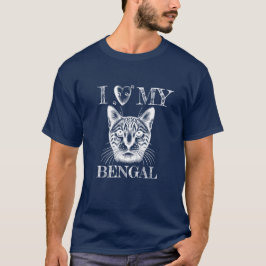 Ik hou van mijn Bengaalse kat, kat pootafdrukken w T-shirt