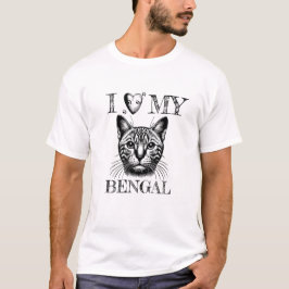 Ik hou van mijn Bengaalse kat, kat pootafdrukken z T-shirt