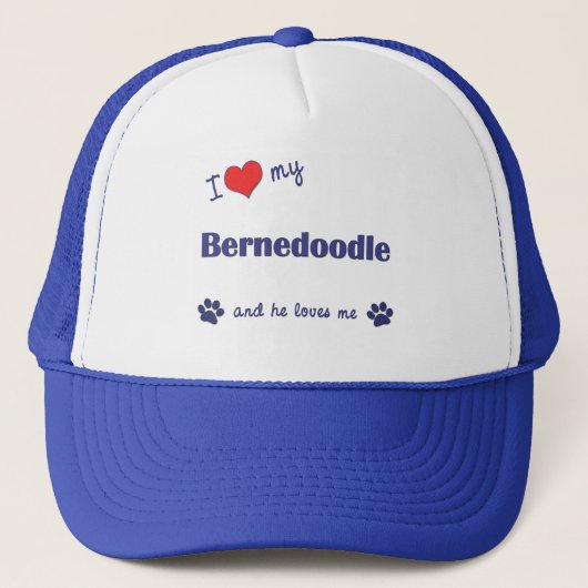 Ik hou van mijn Bernedole (Mannelijke hond) Trucker Pet (Voorkant)