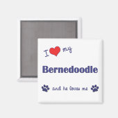 Ik hou van mijn bernedoodle (mannelijke hond) magneet (Voorkant / Achterkant)