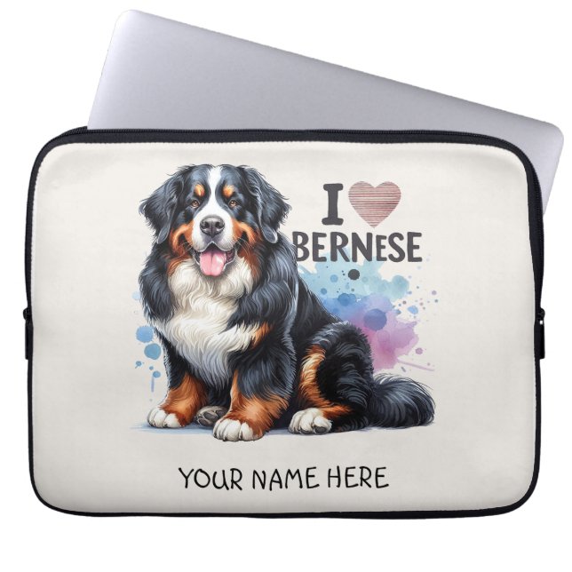 Ik hou van mijn Berner berghond gepersonaliseerde  Laptop Sleeve (Voorkant)