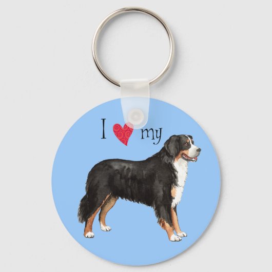 Ik hou van mijn Bernese Mountain Dog Sleutelhanger (Voorkant)