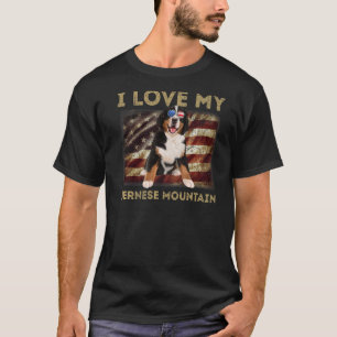 Ik hou van mijn Bernese Mountain pa American Flag  T-shirt