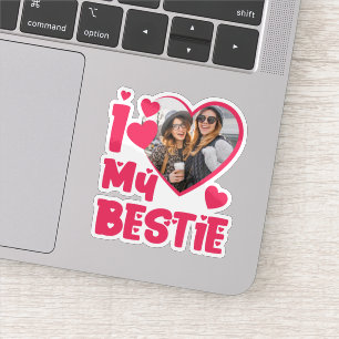 Ik hou van mijn beste aangepaste foto hartvormig o sticker