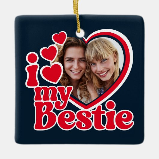 Ik hou van mijn beste foto op maat keramisch ornament (Voorkant)