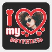 Ik hou van mijn beste maatfoto vierkante sticker (Voorkant)