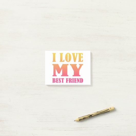 Ik hou van mijn beste vriend post-it® notes (Op bureau)