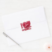 Ik hou van mijn beste vriend rood - hart ronde sticker (Envelop)