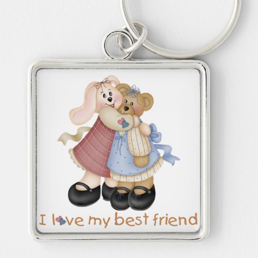 Ik hou van mijn beste vriend Silver Sleutelhanger (Voorkant)