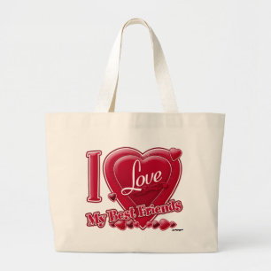 Ik hou van mijn beste vrienden rood - hart grote tote bag