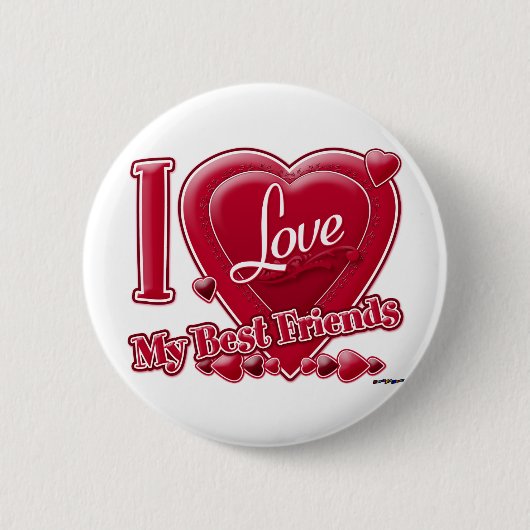 Ik hou van mijn beste vrienden rood - hart ronde button 5,7 cm (Voorkant)