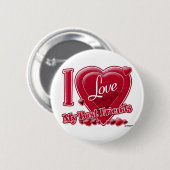 Ik hou van mijn beste vrienden rood - hart ronde button 5,7 cm (Voorkant /achterkant)