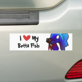 Ik hou van mijn Betta Vis / Siamese Vechtvis Bumpersticker (Op auto)