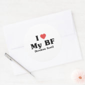 Ik hou van mijn BF (gebroken voet) Ronde Sticker (Envelop)